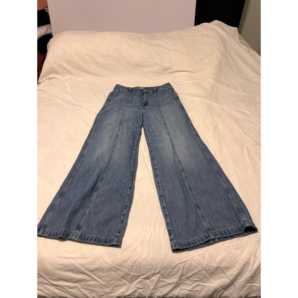 Madewell Wide Leg Seamed Jeans Blue High Rise Denim Trousers 29x27.5